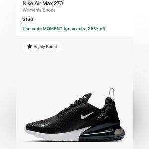 W Nike Air Max 270 in Black/Anthracite-White